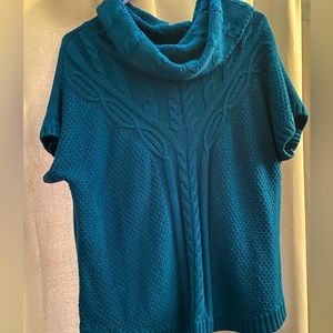 New York And Co. Women's Deep TealShort Sleeve Cowl Neck